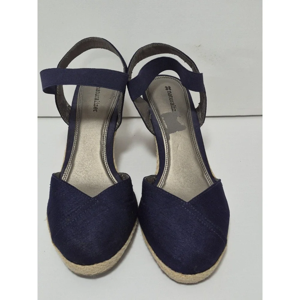 Naturalizer Espadrille Wedge Shoes Women's 10 Medium Blue Slingback Preppy